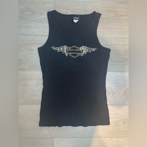 Harley Davidson Rhinestone Wings Tank Top black Red Rock